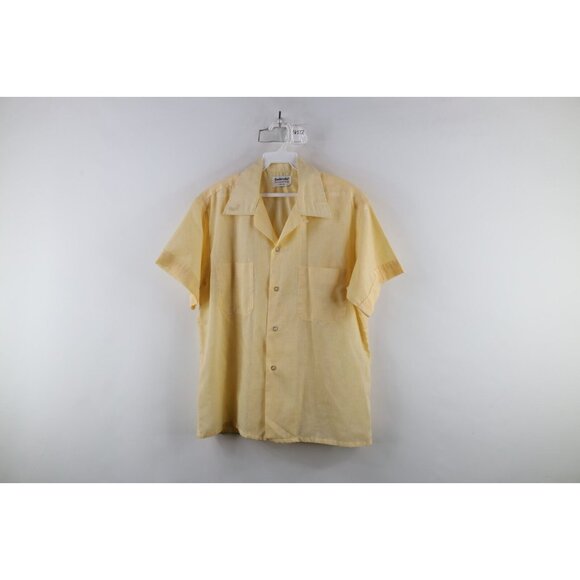 Vintage 50s 60s Rockabilly Mens Medium Distressed Looped Collar Button Shirt USA - Picture 1 of 16
